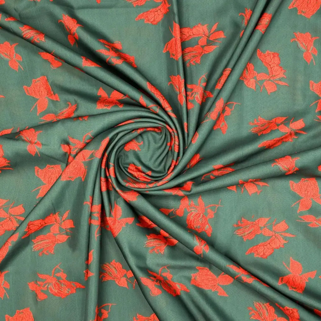 Tulips Roses With Orange Colour Digital Printed Fabric - Poly Muslin – mu 0 ta08519 110 tulips roses with orange colour digital printed fabric poly muslin 1