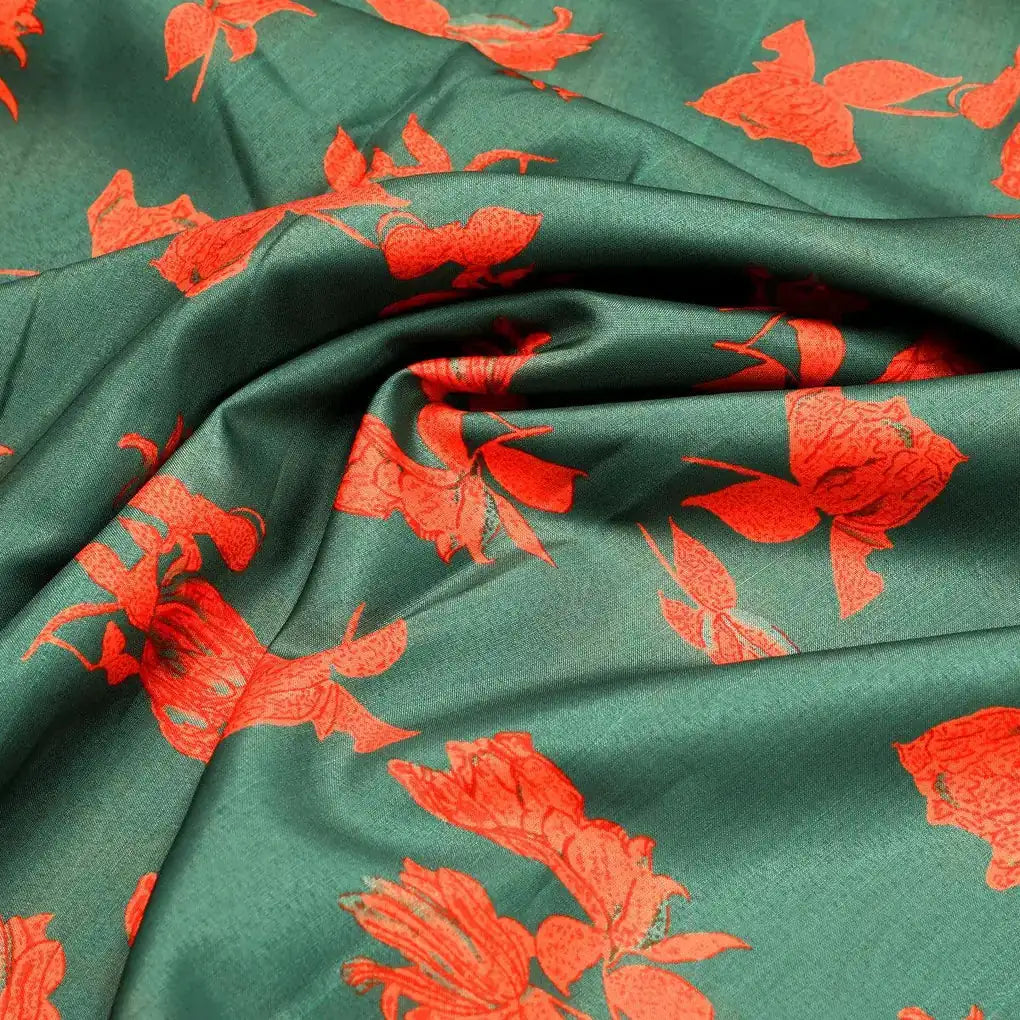 Tulips Roses With Orange Colour Digital Printed Fabric - Poly Muslin – mu 0 ta08519 110 tulips roses with orange colour digital printed fabric poly muslin 3