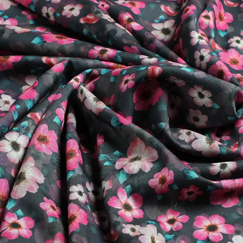 Buttercup Pink Floral Digital Printed Fabric - Muslin – mu 0 ta08551 110 buttercup pink floral digital printed fabric muslin 3