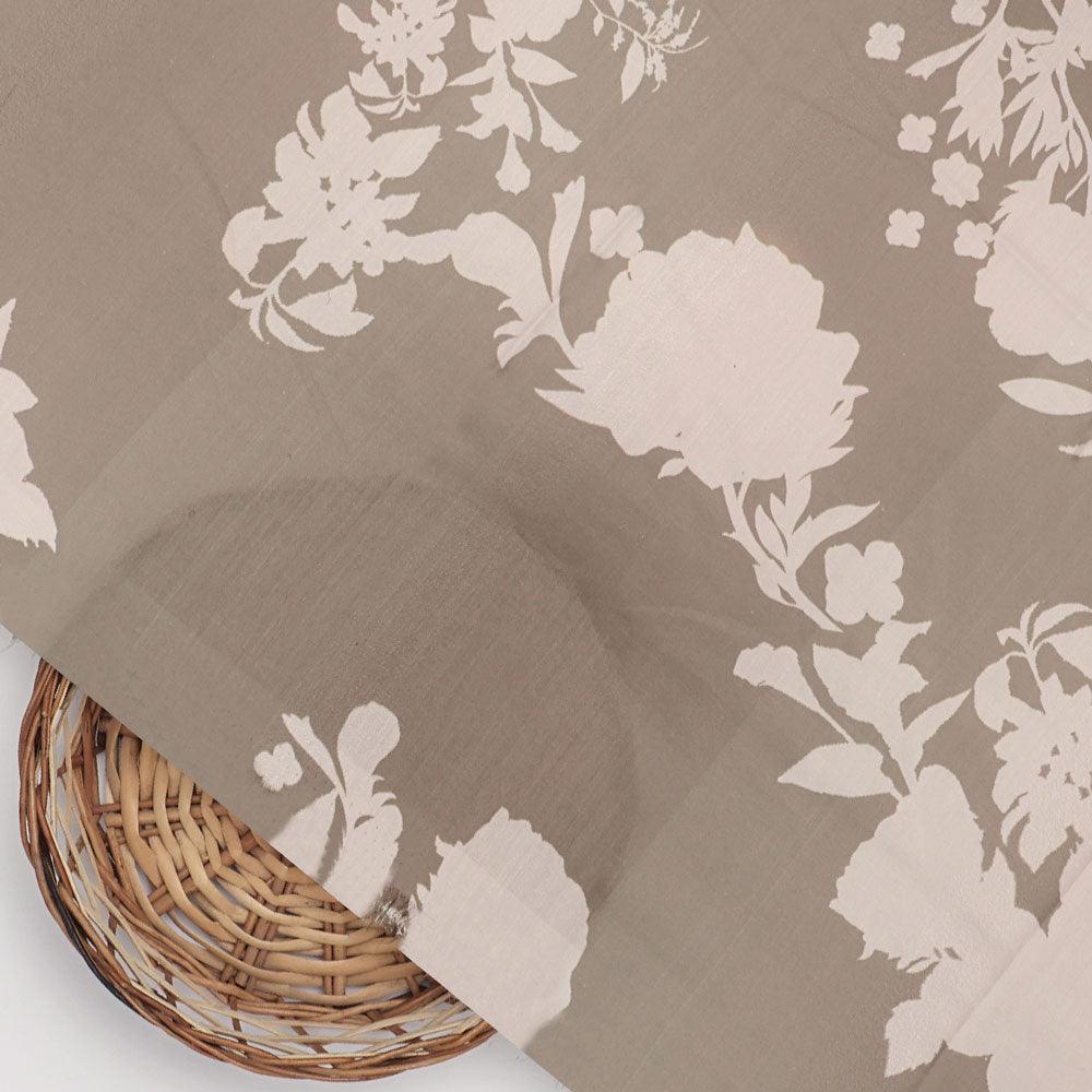 Beautiful Brown Floral Branch Digital Printed Fabric - Muslin - FAB VOGUE Studio®
