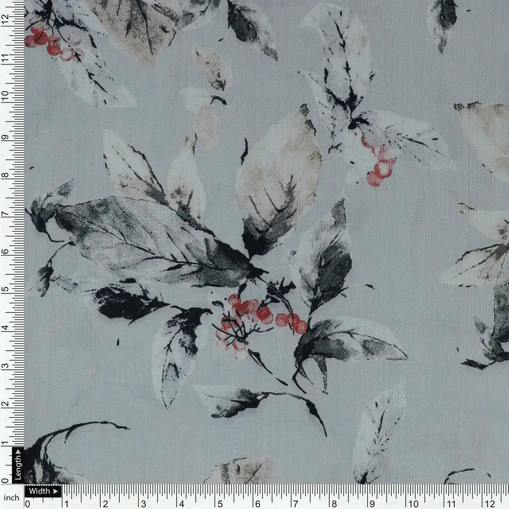 Royal Vintage Greyish Leafs Digital Printed Fabric - Muslin – mu 0 ta08588p5 110 royal vintage greyish leafs digital printed fabric muslin 4