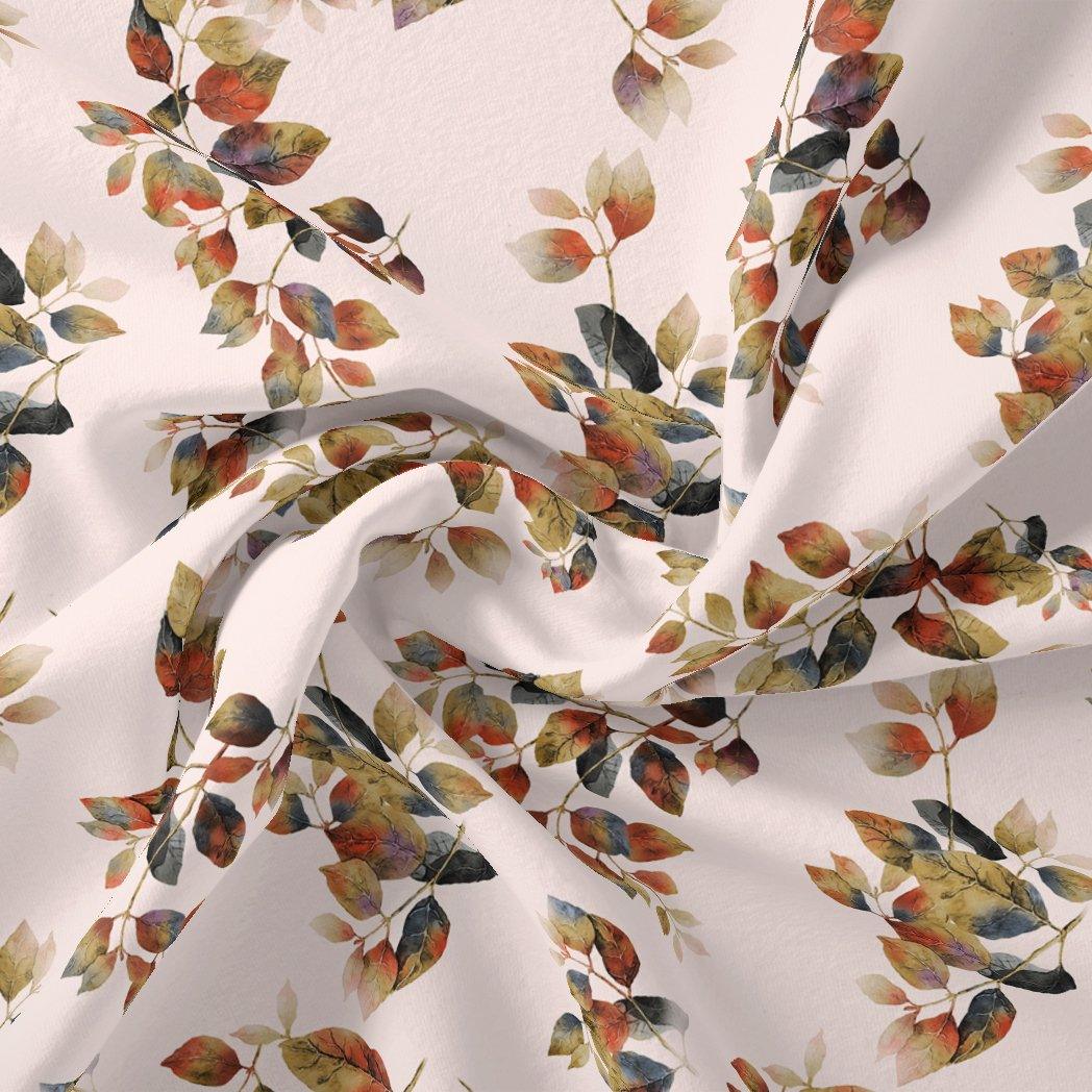 Lovely Small Goat Willow Leafs Digital Printed Fabric - Muslin - FAB VOGUE Studio®
