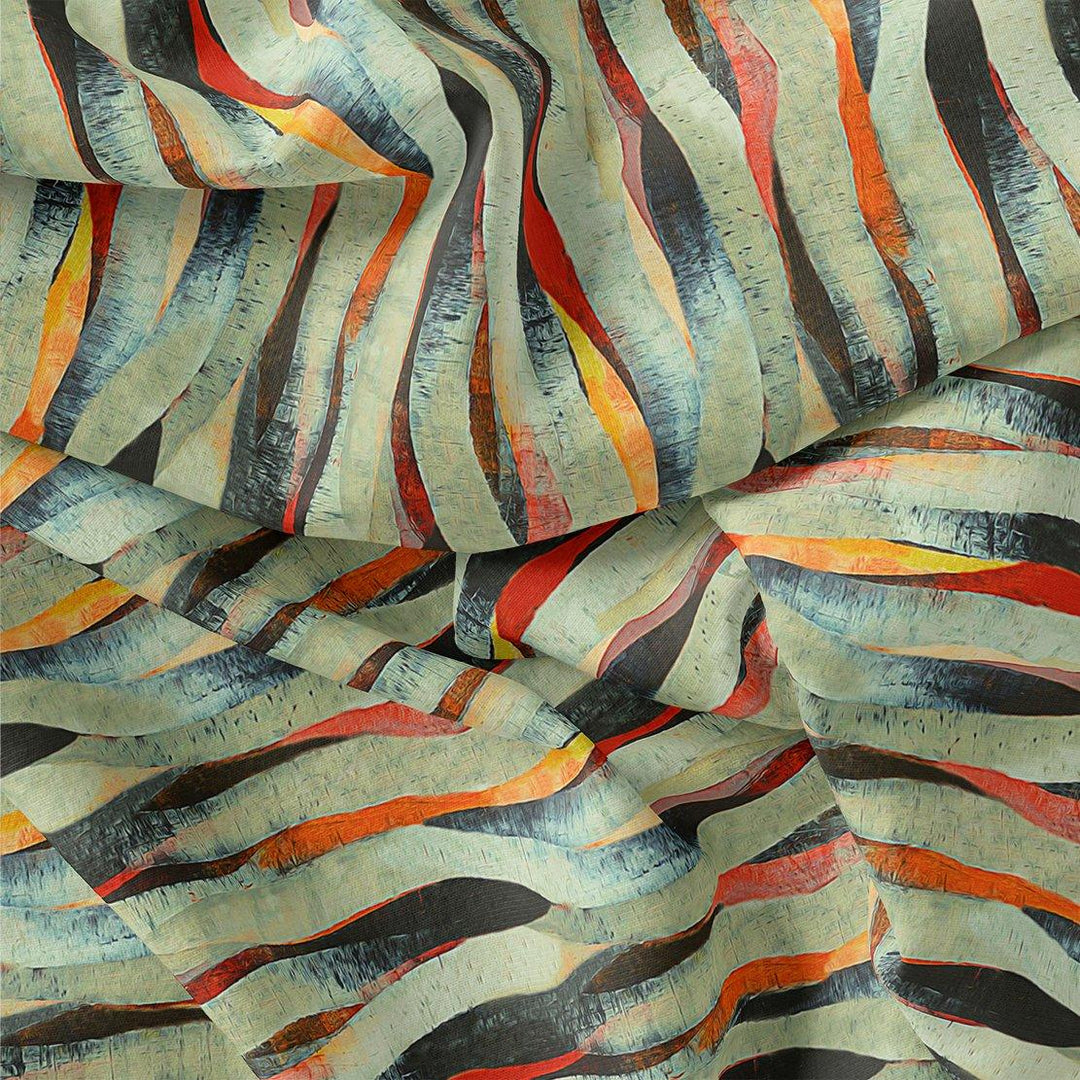 Hawaaian Waving Watercolour Digital Printed Fabric - Muslin - FAB VOGUE Studio®