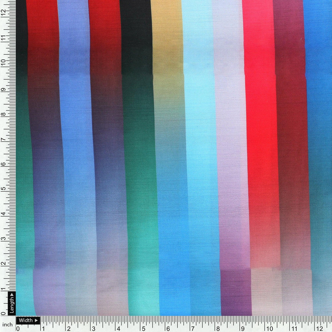 Rainbow Blurry Serpentine Strips Digital Printed Fabric - Muslin - FAB VOGUE Studio®