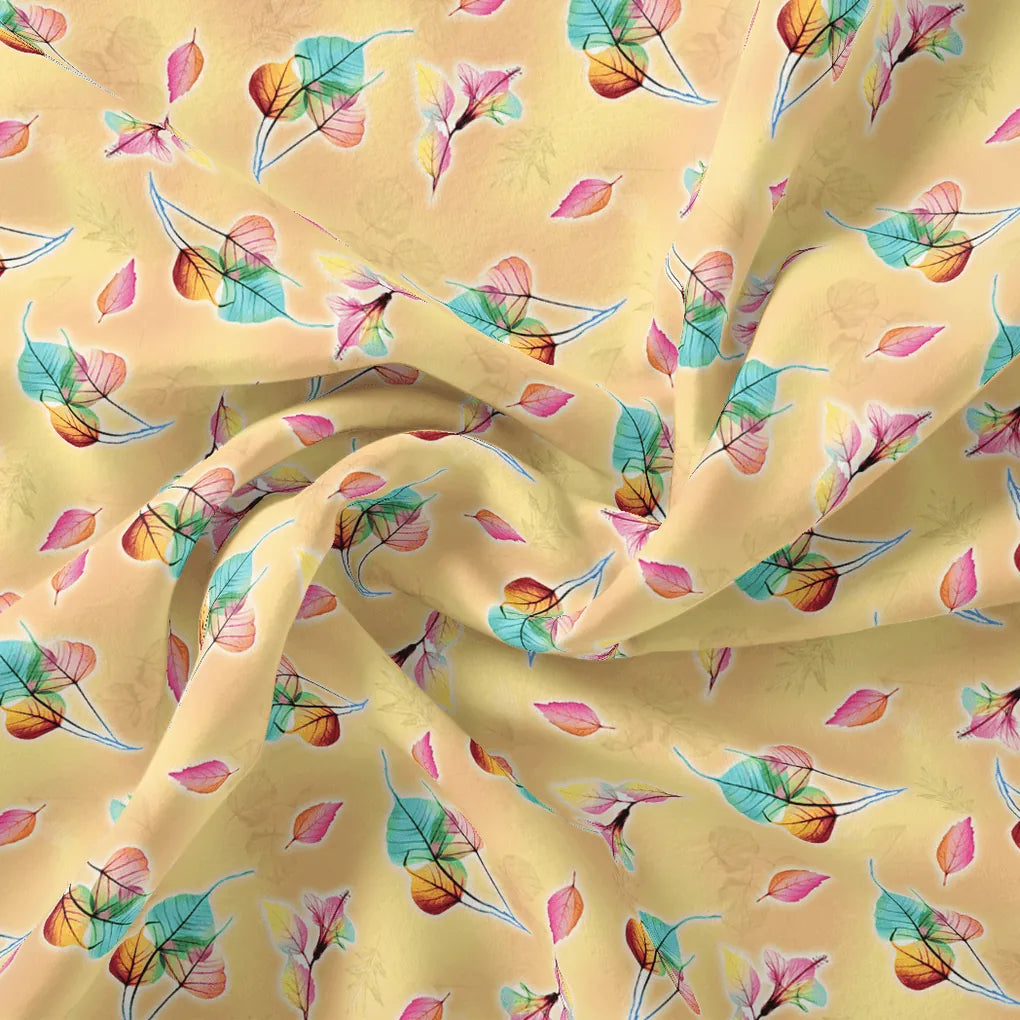 Decorative Various Color Leaves Of Rainbow Digital Printed Fabric - Poly Muslin – mu 0 ta09103p3 110 decorative various color leaves of rainbow digital printed fabric poly muslin 1