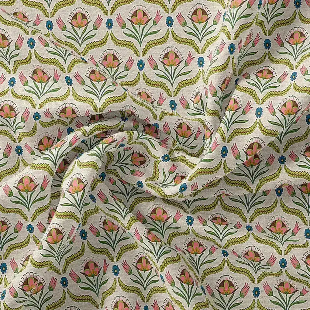 Green Leaves With Flower Digital Printed Fabric – mu 0 ta0957 110 green leaves with flower digital printed fabric 1