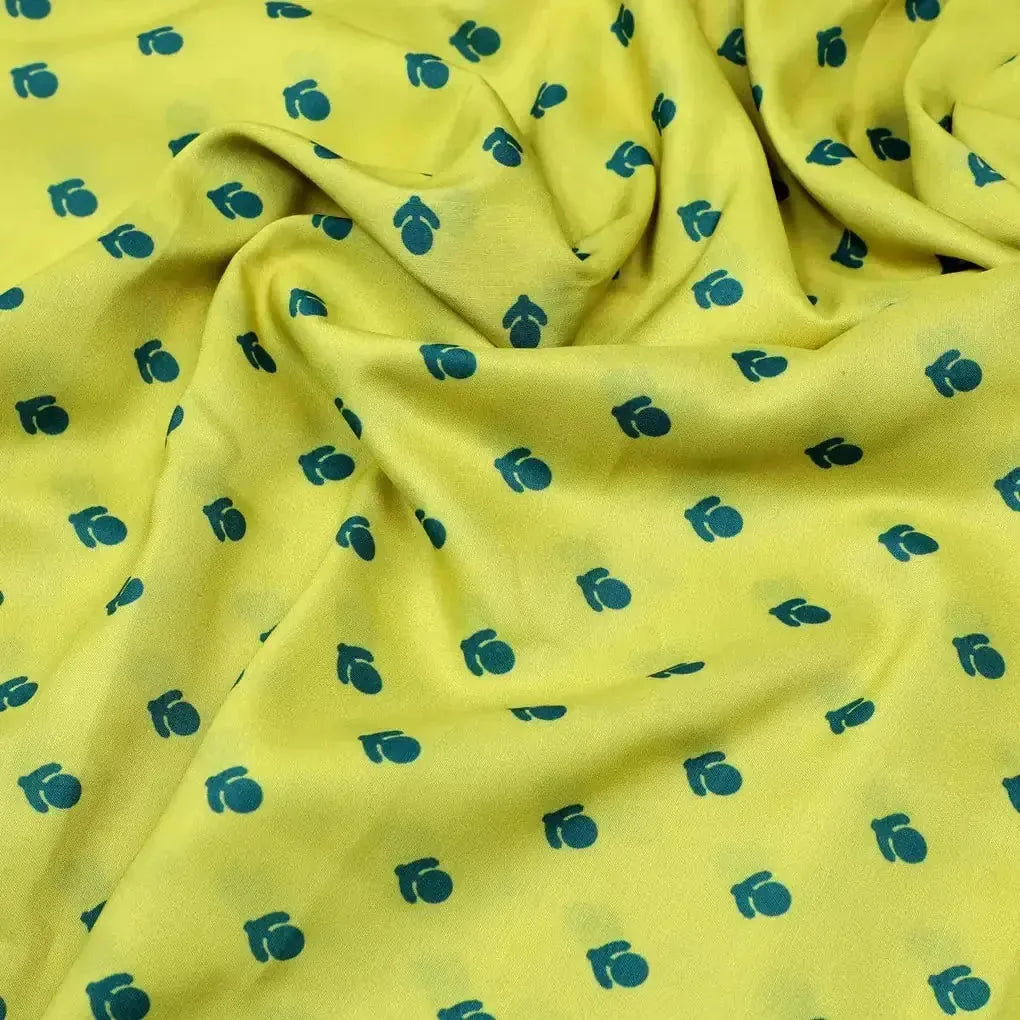 Lemon Yellow Small And Single Motif Allover Digital Printed Fabric - Muslin – mu 0 ta7590p2 110 lemon yellow small and single motif allover digital printed fabric muslin 2