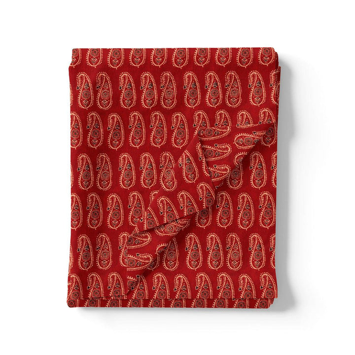 Red Paisley Organza Printed Fabric - FAB VOGUE Studio®