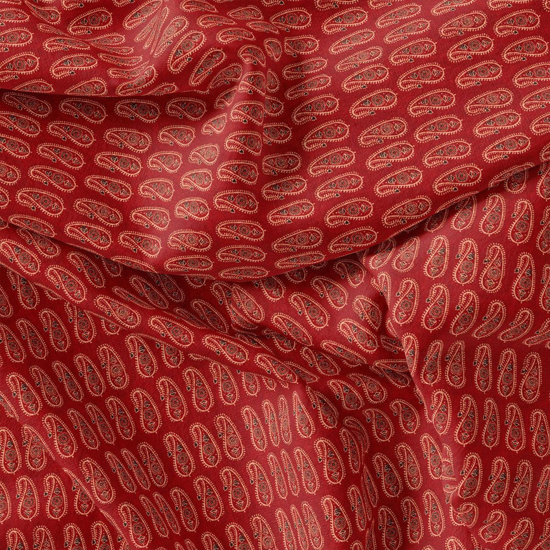 Red Paisley Organza Printed Fabric - FAB VOGUE Studio®