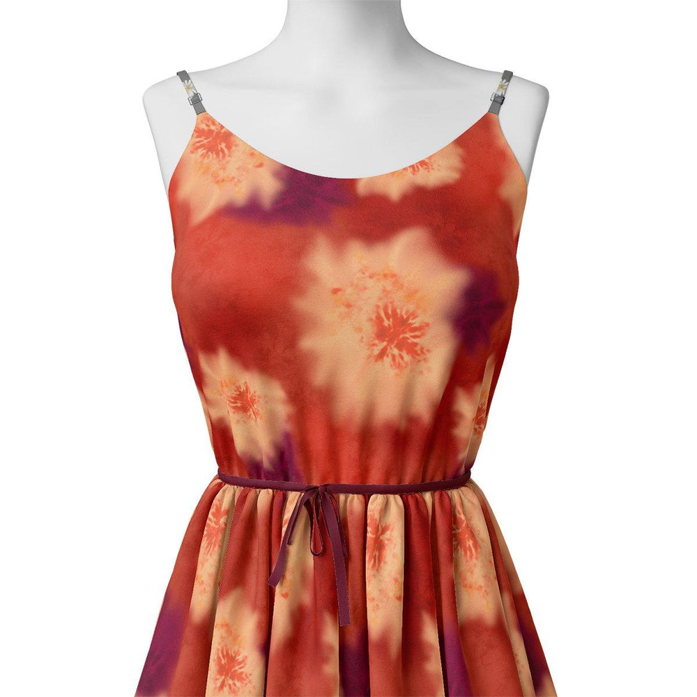 Spotted Orange And Purple Flower Digital Printed Fabric - Organza - FAB VOGUE Studio®