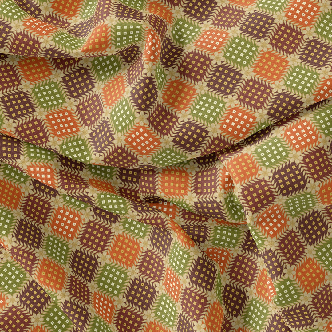 Seamless Honeycomb Repeat Pattern Digital Printed Fabric - Organza - FAB VOGUE Studio®