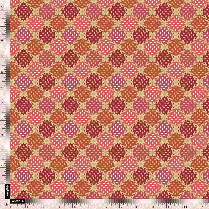 Multicolour With Flower Honeycomb Digital Printed Fabric - Organza - FAB VOGUE Studio®