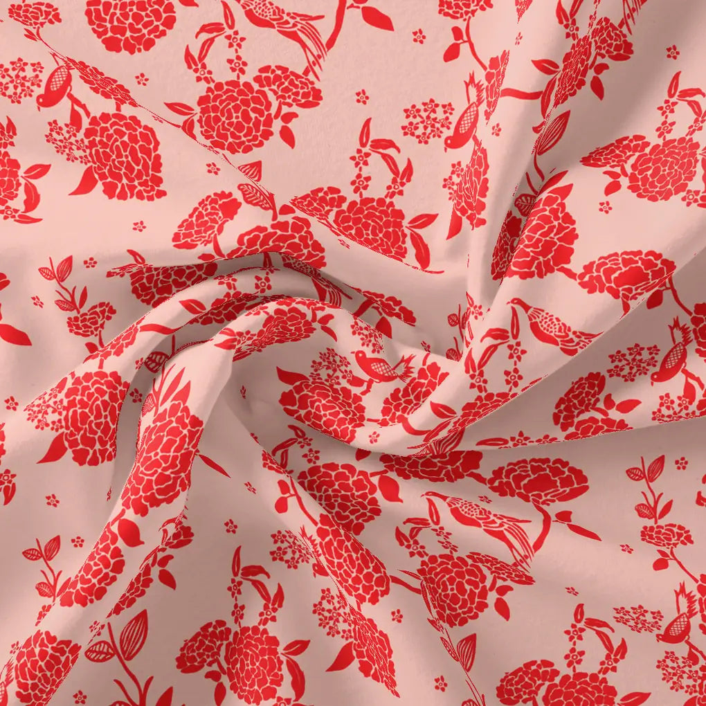 Attractive Red Dahlia Flower Digital Printed Fabric - Organza – or 0 ta09442p3 110 attractive red dahlia flower digital printed fabric organza 1