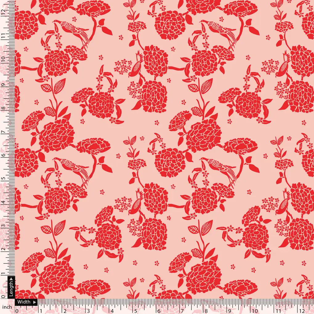 Attractive Red Dahlia Flower Digital Printed Fabric - Organza – or 0 ta09442p3 110 attractive red dahlia flower digital printed fabric organza 5