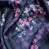 Pink And Gray Leaves With Blue Background Digital Printed Fabric - Organza – or 0 ta09484p8 110 pink and gray leaves with blue background digital printed fabric organza 1