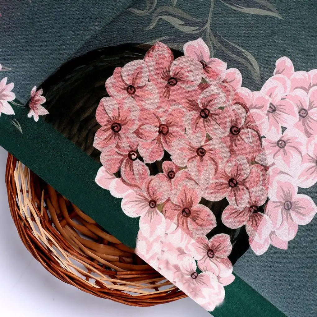 Beautiful Flower Pattern With Buds Digital Printed Fabric - Organza – or 0 ta09499p25p 110 beautiful flower pattern with buds digital printed fabric organza 2