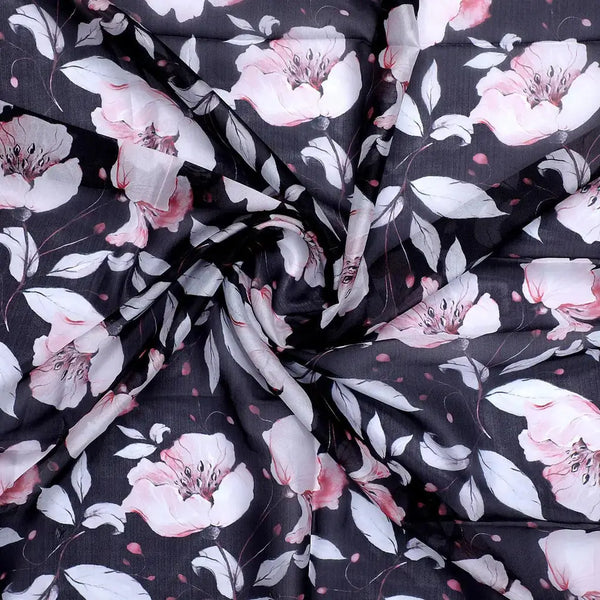 Beautiful Baby Pink Roses With Gray Leaves Digital Printed Fabric - Organza – or 0 ta09552p1 110 beautiful baby pink roses with gray leaves digital printed fabric organza 1