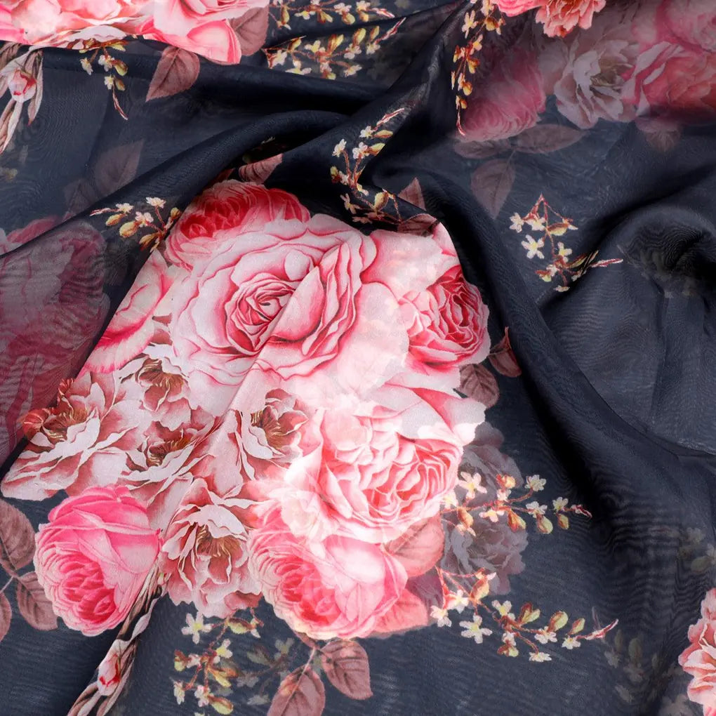 Beautiful Multicolour Roses With  Digital Printed Fabric - Organza – or 0 ta09553p11 110 beautiful multicolour roses with digital printed fabric organza 3