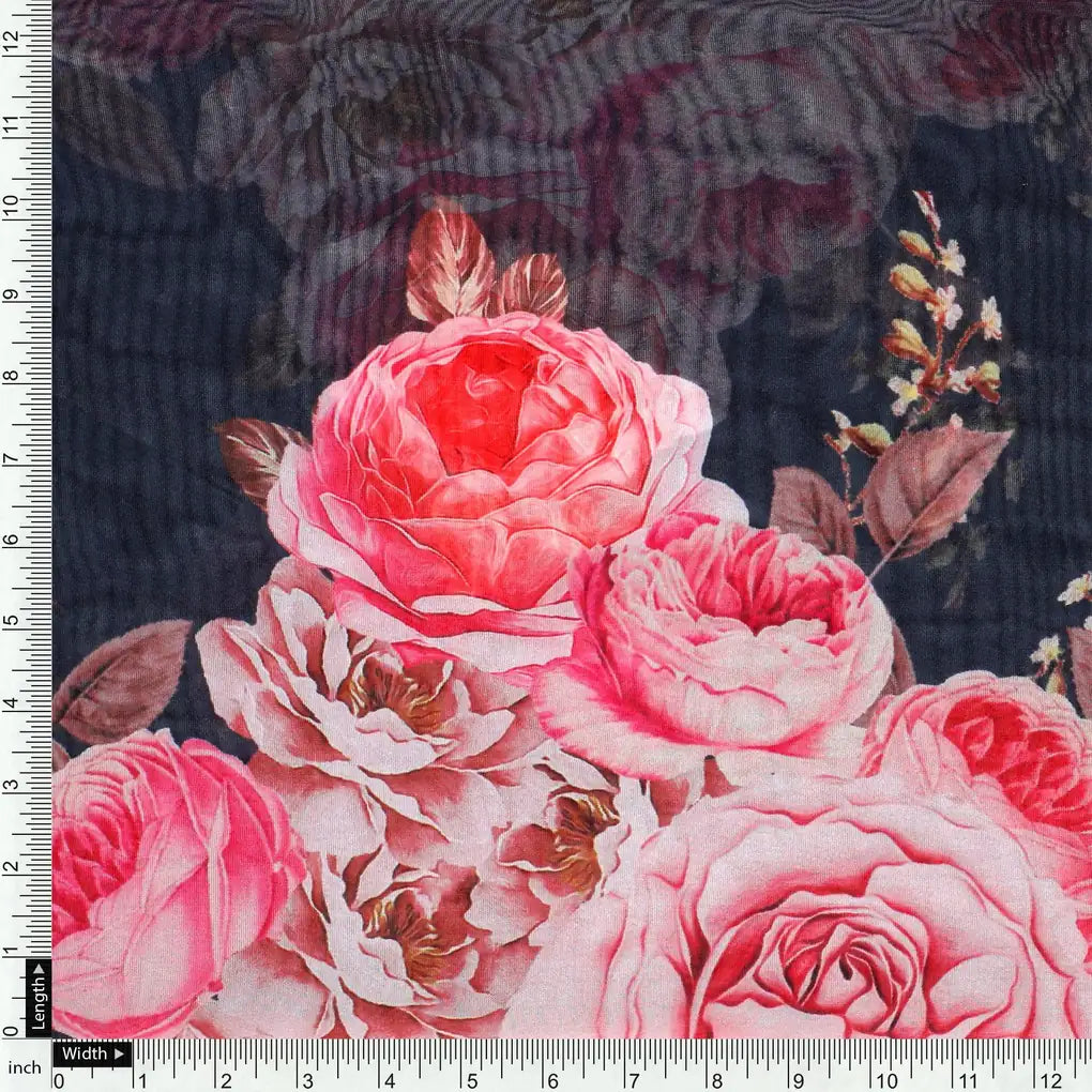 Beautiful Multicolour Roses With  Digital Printed Fabric - Organza – or 0 ta09553p11 110 beautiful multicolour roses with digital printed fabric organza 4