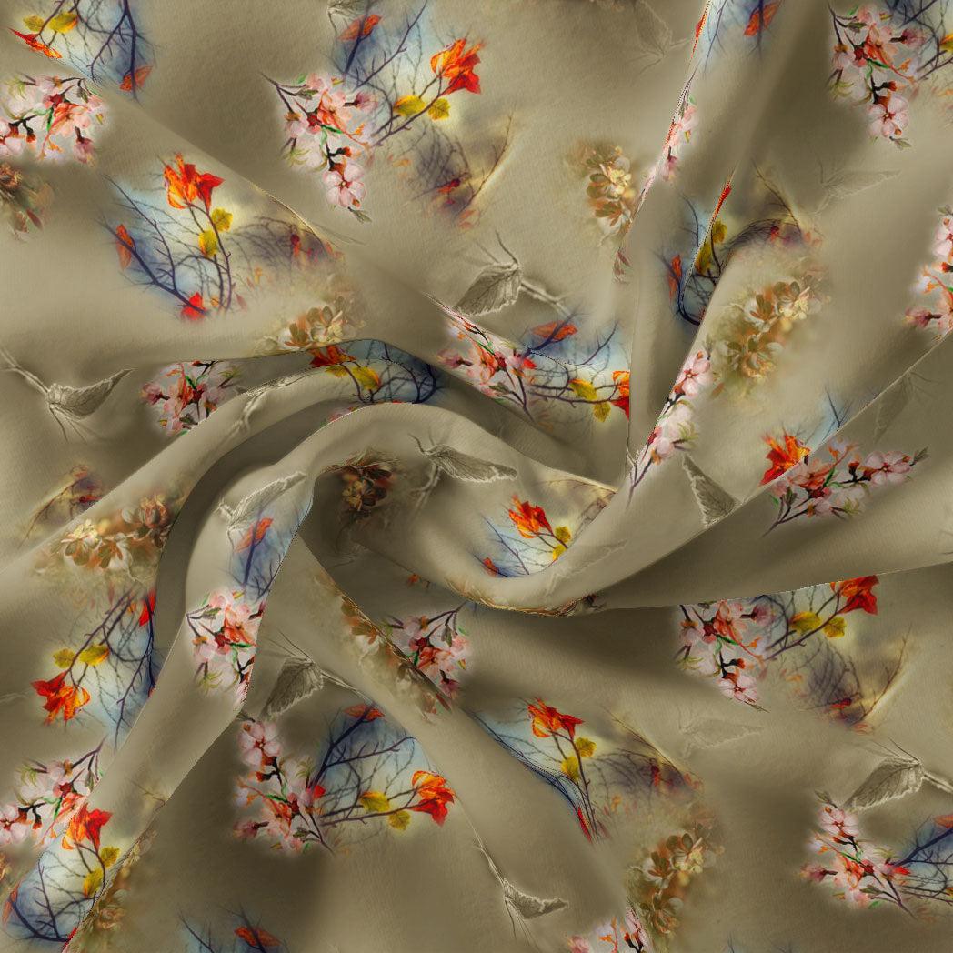 Morden Pink Periwinkle Flower With Mehndi Background Digital Printed Fabric - Organza – or 0 ta09563pf 110 morden pink periwinkle flower with mehndi background digital printed fabric organza 1