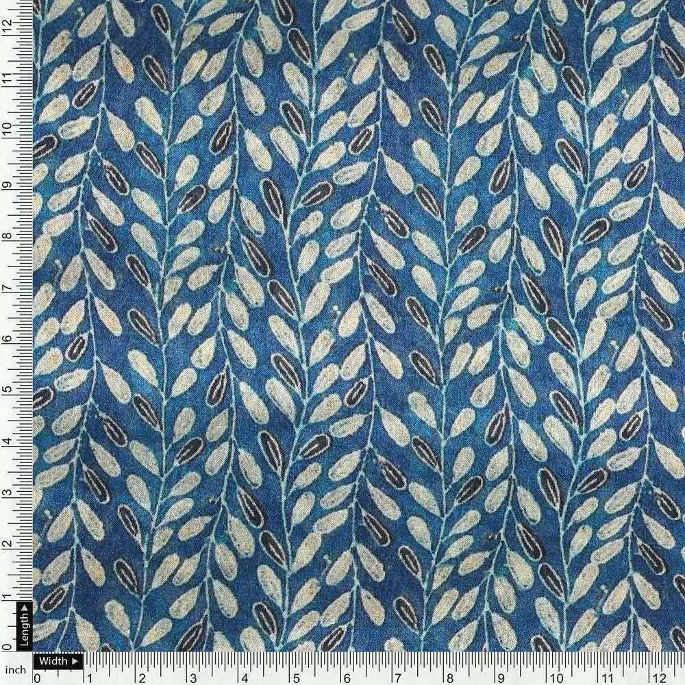 Beautiful Valley Of Leaves With Blue Digital Printed Fabric - Pure Chinon – pc 0 ma0323 106 beautiful valley of leaves with blue digital printed fabric pure chinon 4