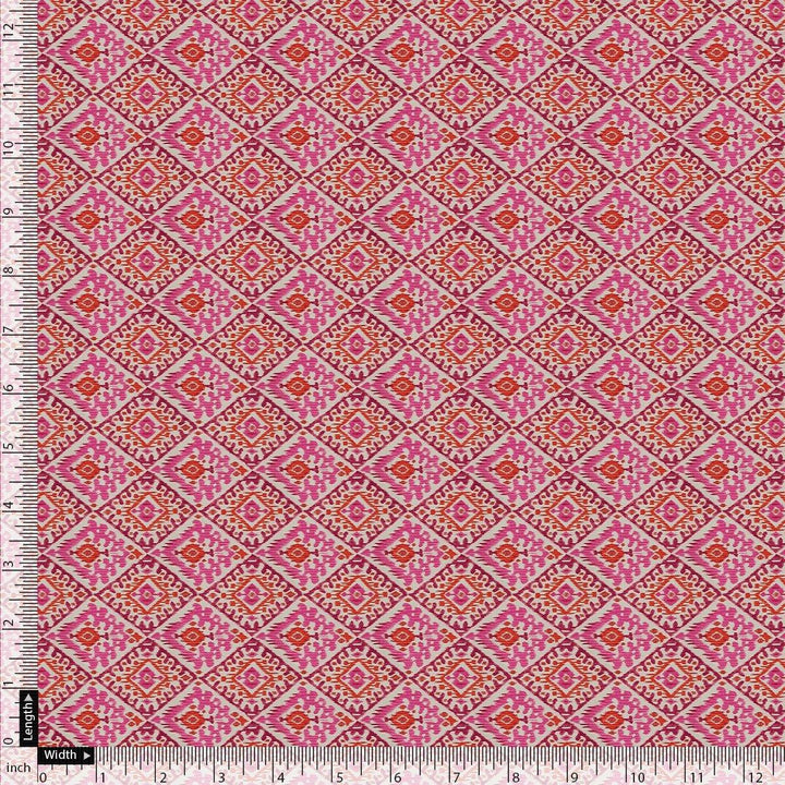 Hand Painted Argyle Pattern Digital Printed Fabric - Pure Chinon - FAB VOGUE Studio®