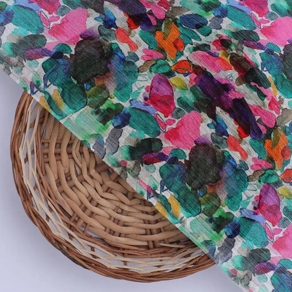 Multicolor Abstract Pattern Digital Printed Fabric - Pure Chinon – pc 0 ma08355 106 multicolor abstract pattern digital printed fabric pure chinon 2 - alternate view