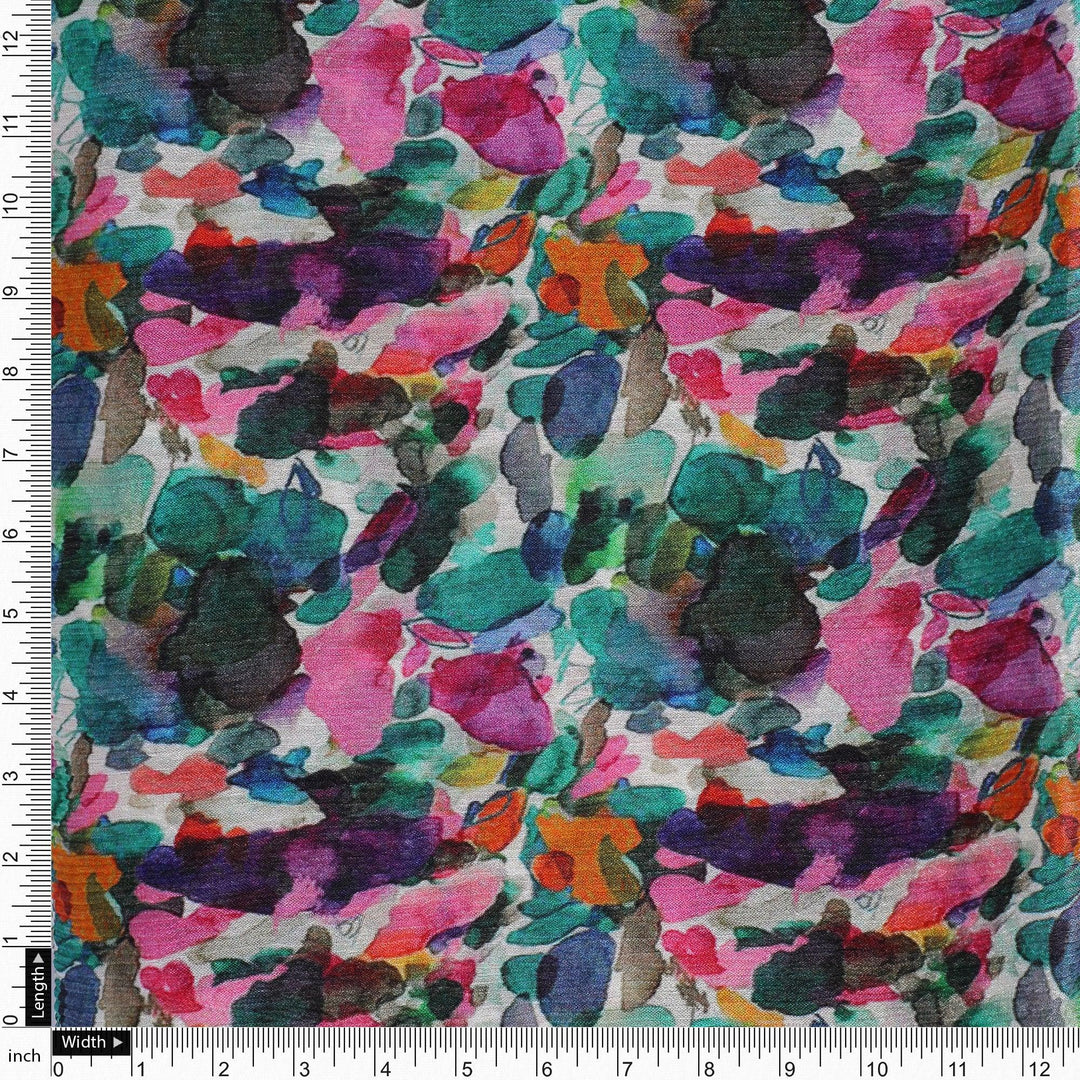 Multicolor Abstract Pattern Digital Printed Fabric - Pure Chinon - FAB VOGUE Studio®