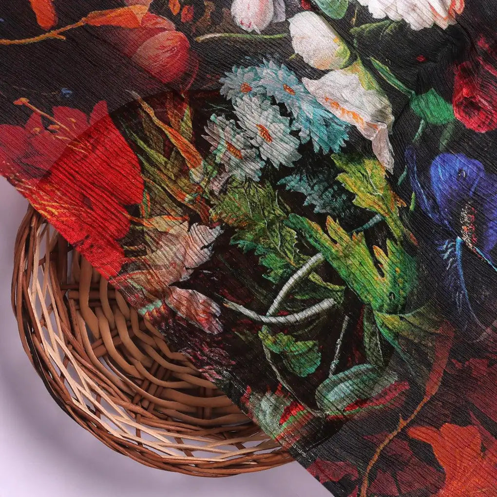 Vitage Flowers Allover Digital Printed Fabric - Pure Chinon – pc 0 ta0025 106 vitage flowers allover digital printed fabric pure chinon 2