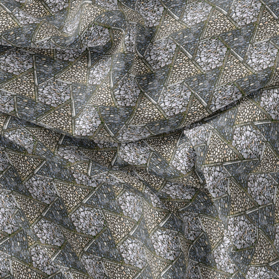Morden Triangle Stone Art Digital Printed Fabric - Pure Chinon - FAB VOGUE Studio®