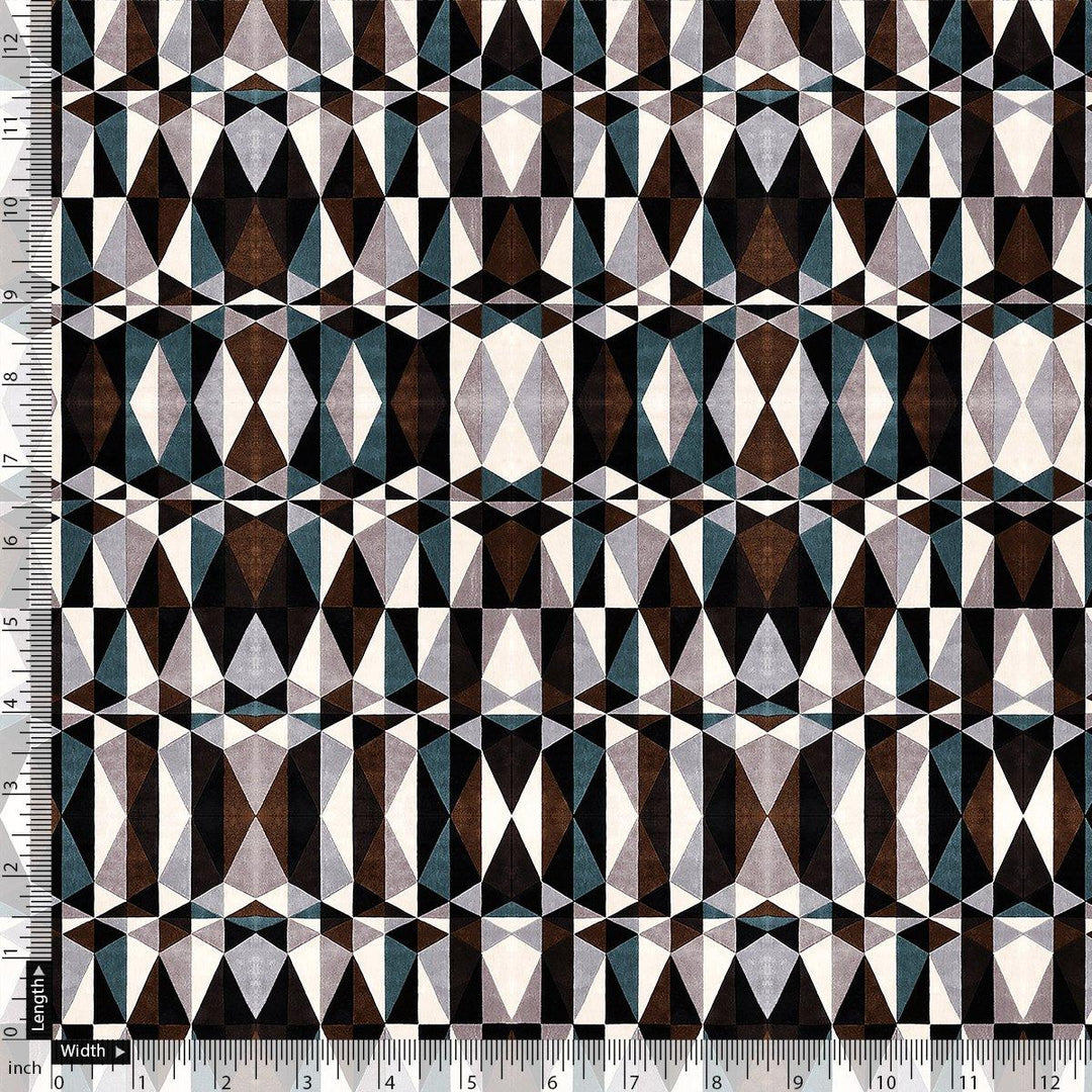 Seamless Lattice Multicolour Repeat Digital Printed Fabric - Pure Chinon - FAB VOGUE Studio®