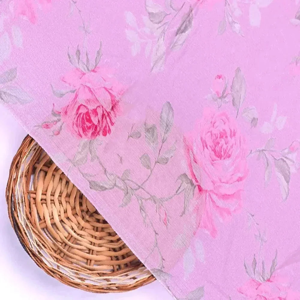 Pink Rose Allover Digital Printed Fabric - Pure Chinon – pc 0 ta06118p2 106 pink rose allover digital printed fabric pure chinon 2