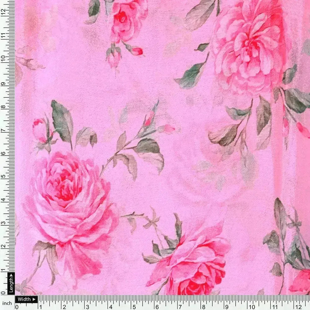 Pink Rose Allover Digital Printed Fabric - Pure Chinon – pc 0 ta06118p2 106 pink rose allover digital printed fabric pure chinon 4