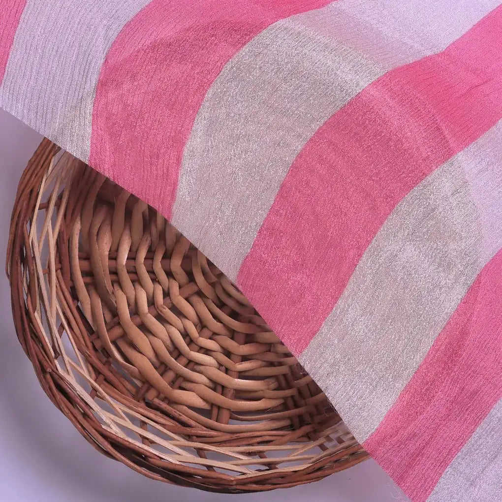 Peach And Pink Stripes Digital Printed Fabric  - Pure Chinon – pc 0 ta07536 106 peach and pink stripes digital printed fabric pure chinon 2