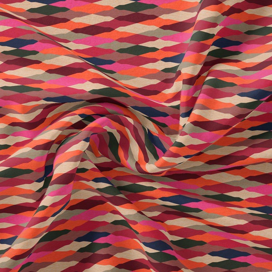 Multicolour Scales Repeat Digital Printed Fabric - Pure Chinon - FAB VOGUE Studio®
