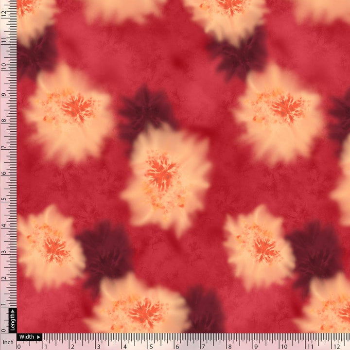 Spotted Red And Blackish Flower Digital Printed Fabric - Pure Chinon - FAB VOGUE Studio®