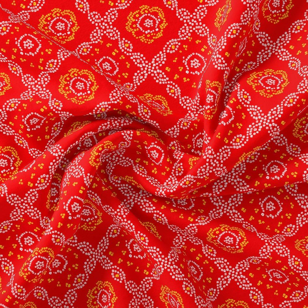 Attractive Seamless Bandhani Digital Printed Fabric - Pure Chinon - FAB VOGUE Studio®