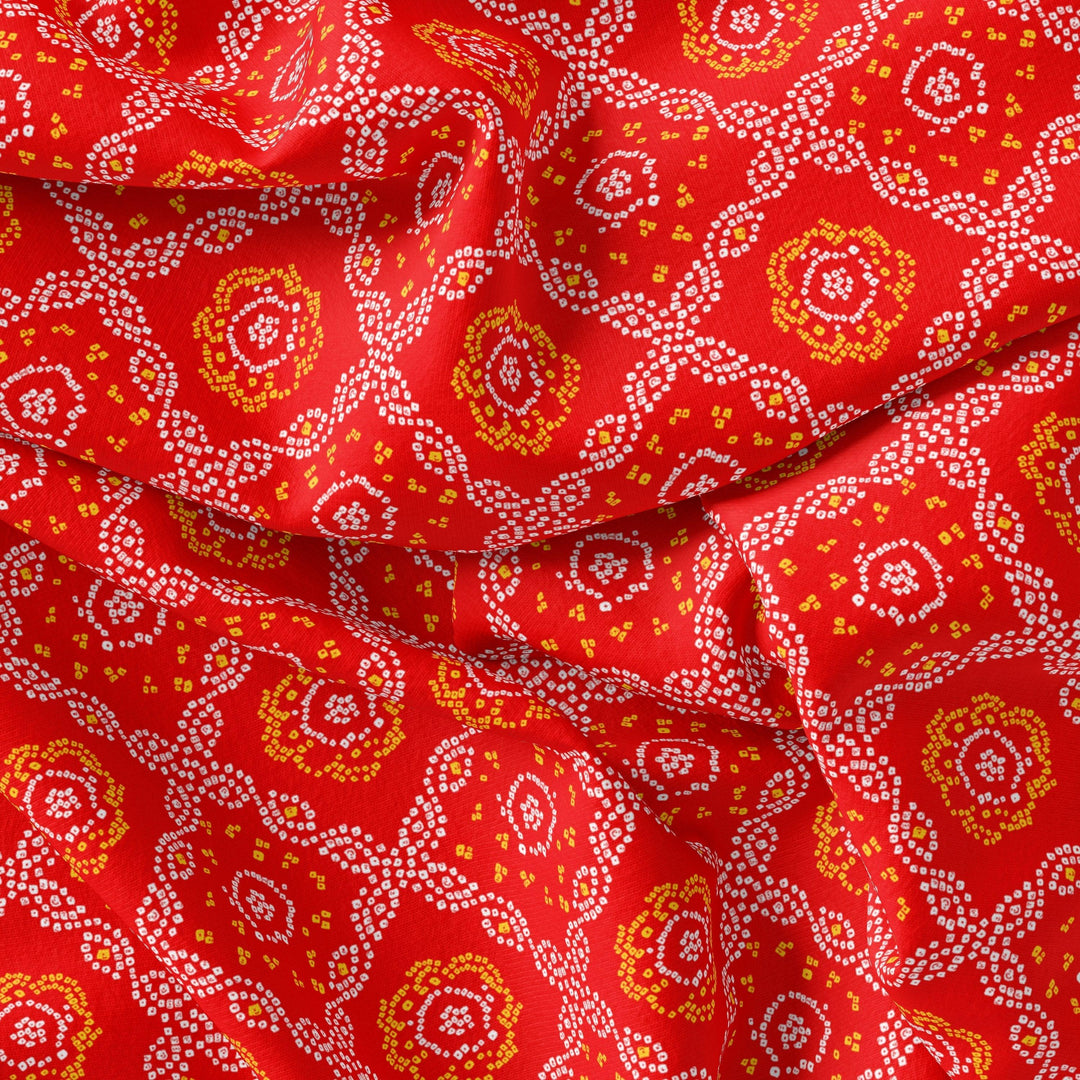 Attractive Seamless Bandhani Digital Printed Fabric - Pure Chinon - FAB VOGUE Studio®