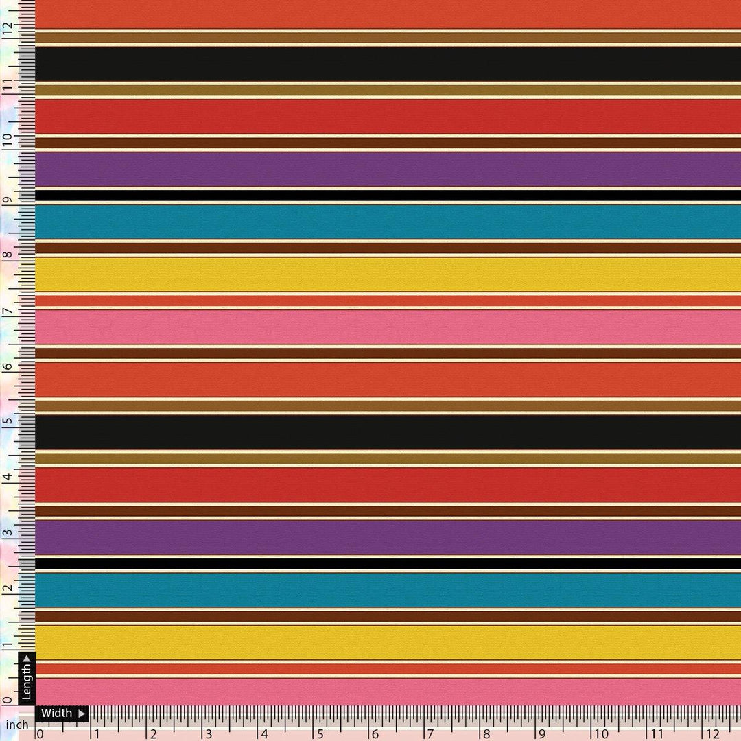Coolest Regimental Strips Multicolour Digital Printed Fabric - Pure Chinon - FAB VOGUE Studio®