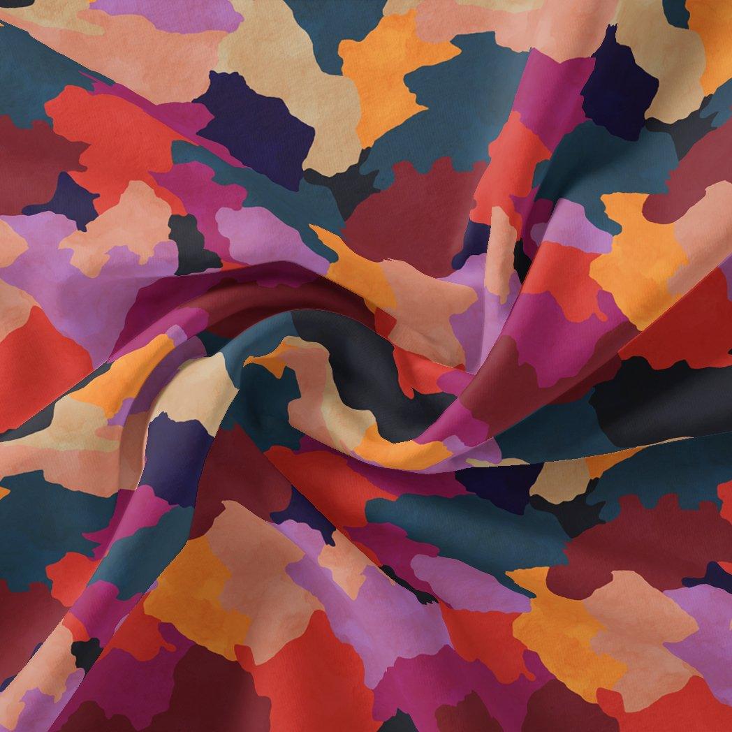 Morden Paint Of Art Multicolour Digital Printed Fabric - Pure Chinon - FAB VOGUE Studio®