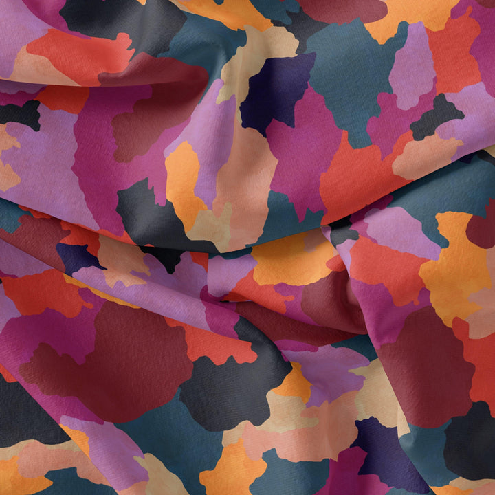 Morden Paint Of Art Multicolour Digital Printed Fabric - Pure Chinon - FAB VOGUE Studio®