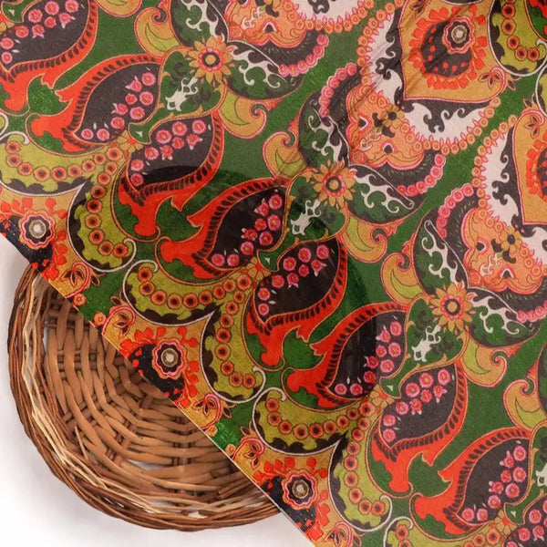 Green Aboriginal Damask Digital Printed Fabric – pc 0 ta0837 106 green aboriginal damask digital printed fabric 2 - alternate view