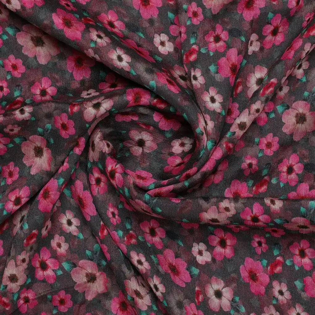 Buttercup Pink Floral Digital Printed Fabric - Pure Chinon – pc 0 ta08551 106 buttercup pink floral digital printed fabric pure chinon 1