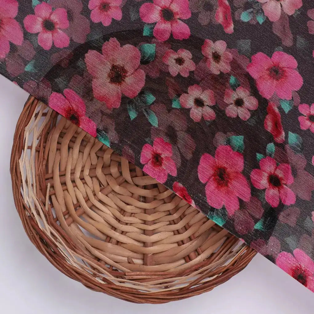 Buttercup Pink Floral Digital Printed Fabric - Pure Chinon – pc 0 ta08551 106 buttercup pink floral digital printed fabric pure chinon 2
