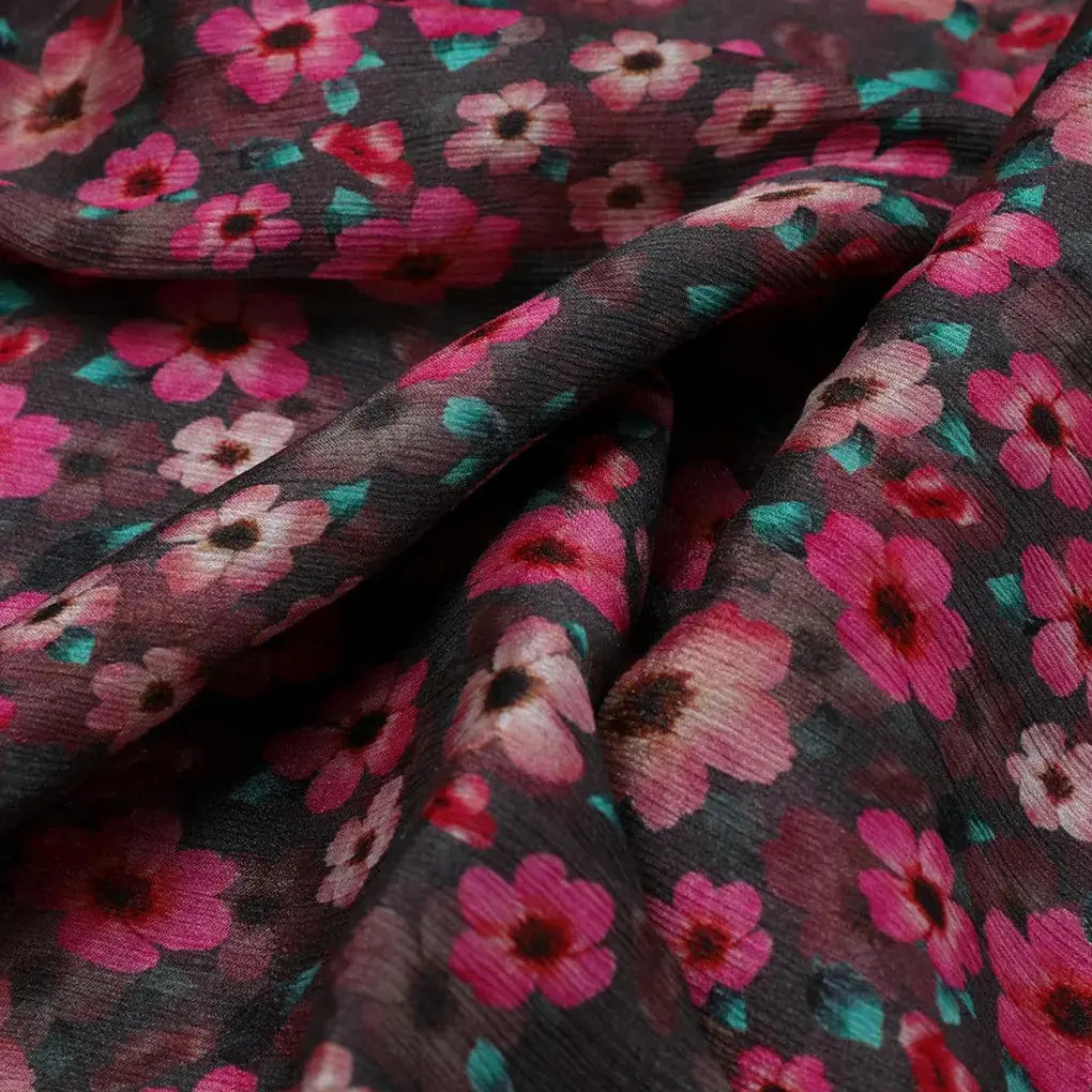 Buttercup Pink Floral Digital Printed Fabric - Pure Chinon – pc 0 ta08551 106 buttercup pink floral digital printed fabric pure chinon 3