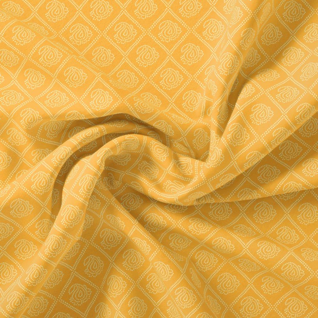 Creative Yellow Doted Seamless Digital Printed Fabric - Pure Chinon - FAB VOGUE Studio®