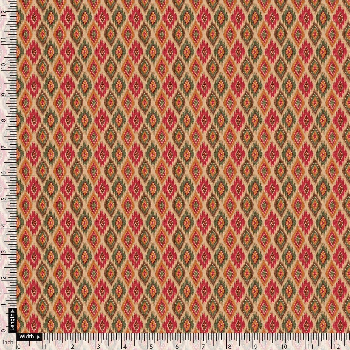 Seamless Pochampilli Patterns Digital Printed Fabric - Pure Chinon - FAB VOGUE Studio®