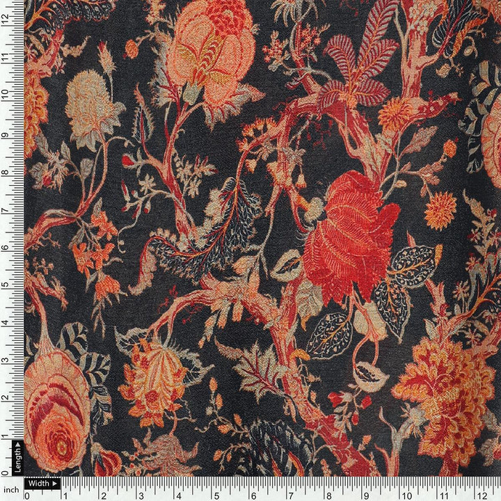 Japanese Chinoiserie Natural Digital Printed Fabric - Pure Chinon - FAB VOGUE Studio®