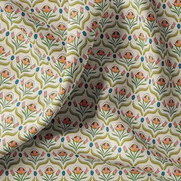 Green Leaves With Flower Digital Printed Fabric – pc 0 ta0957 106 green leaves with flower digital printed fabric 2 - alternate view