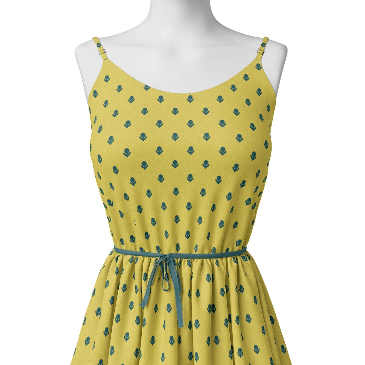 Lemon Yellow Small And Single Motif Allover Digital Printed Fabric - Pure Chinon – pc 0 ta7590p2 106 lemon yellow small and single motif allover digital printed fabric pure chinon 2